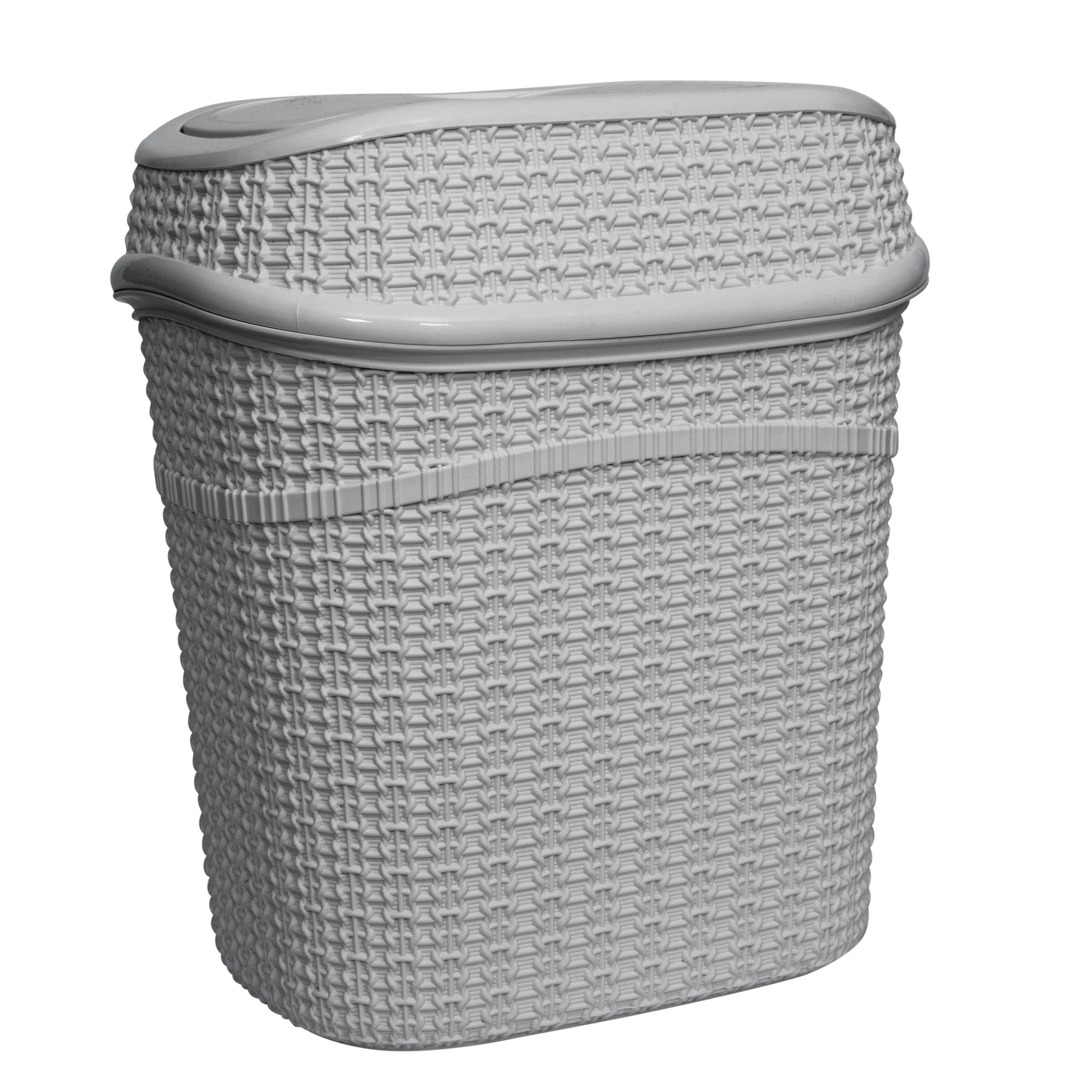 Bath Bliss 2.5 gal Sailor Knot Plastic Swing Top Bathroom Trash Can, Gray