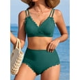 thumbnail image 6 of Bikini Sets for Women Scalloped Trim Swimsuits High Waisted Tummy Control Two Piece Bathing Suits 2025, 6 of 6