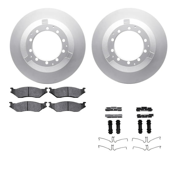 Dynamic Friction Company Rear Geospec Brake Rotors with Heavy Duty Brake Pads includes Hardware 4212-40156