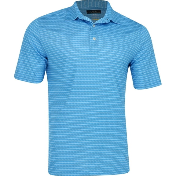Greg Norman ML75 Recycled Microlux Houndstooth Stripe Perfect Sky Shirt Men M