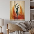 thumbnail image 2 of Designart "Harmony in Orange and Black Yoga II" Yoga Print on Natural Pine Wood, 2 of 5