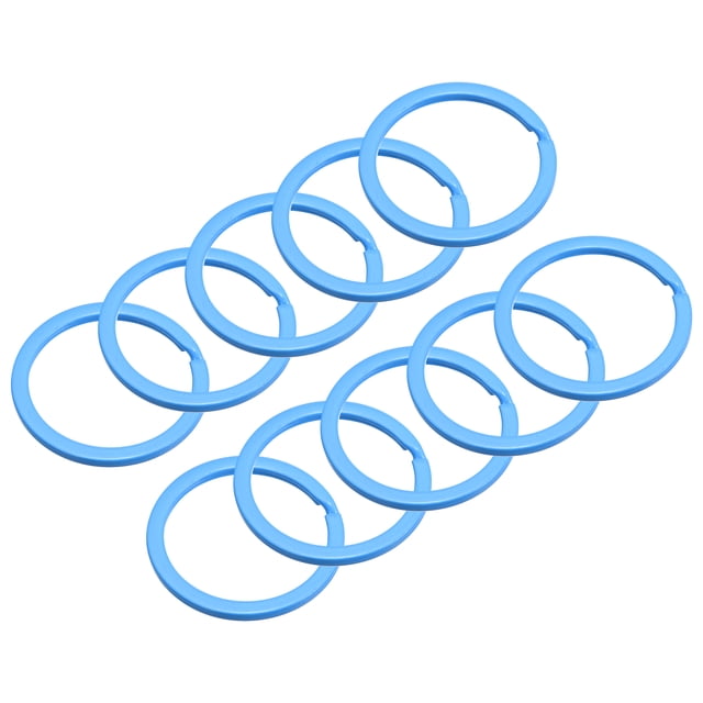 Unique Bargains 2.1x30mm Split Keychain Rings Flat Key Holder for Organization Blue, 30Pack