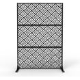 thumbnail image 1 of YUSAZENS Galvanized Steel Outdoor Privacy Screen, 3-Piece Set, Weather Resistant for Patio Backyard Black, 1 of 7