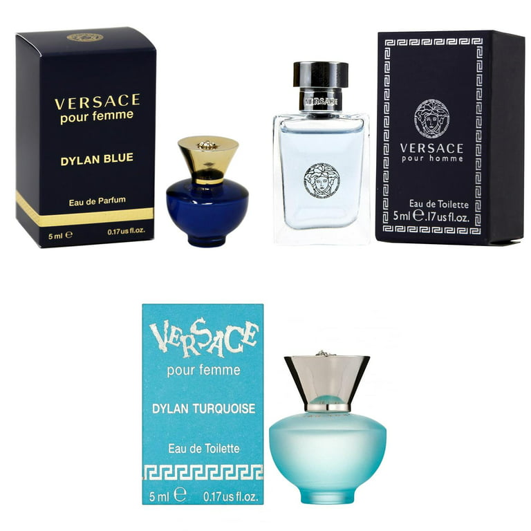 Versace Dylan Blue & Pour Homme Fluid for Men 0.17 oz each *( Pack of 2)*