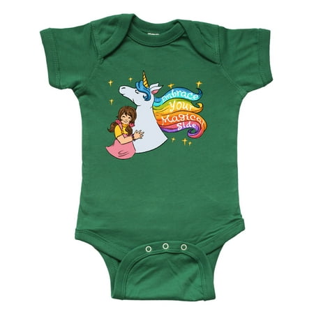 

Inktastic Embrace Your Magical Side Girl Hugging A Unicorn Gift Baby Boy or Baby Girl Bodysuit
