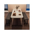 thumbnail image 1 of Ourlova Dining Table Set For 4 With 2 Upholstered Benches Vintage Rectangular Kitchen Table Kitchen Table For Small Spaces Apartments Studios Offices, 1 of 7
