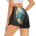 thumbnail image 3 of Haiem Owl Globe Sculpture Women's 2 in 1 Running Shorts - Lightweight Athletic Workout Gym Yoga Breathable Sports Shorts Liner with Phone Pockets-Small, 3 of 9