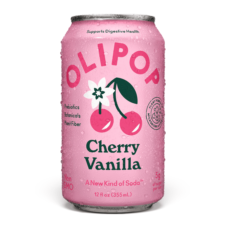 Olipop Cherry Vanilla Prebiotic Soda, 12 fl oz, 12 Pack photo 2