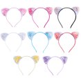 thumbnail image 1 of Juego de 8 Uds de diademas con orejas de gato bonitas para niñas, diademas de plástico para diademas con orejas de gato transparentes antideslizantes, arena movediza, 1 of 5