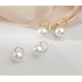 thumbnail image 6 of Gold Faux Pearl Drop Hoop Earrings for Women Cartilage 925 Sterling Silver Huggie Hoops Dangle Earring, 6 of 6