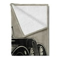 thumbnail image 2 of Cars Soft Flannel Fleece Throw Blanket, Classic Italian Model Nostalgic Car 50's Star Sign Pop Art Hobby Old-Fashion Image, Cozy Plush for Indoor and Outdoor Use, 50" x 70", Brown Black, by Ambesonne, 2 of 5