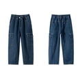thumbnail image 4 of Usaibhir Boy's Girls Casual Straight Leg Jeans Loose Denim Pants with Pockets 6-16 Years, 4 of 9
