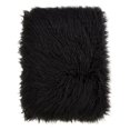 thumbnail image 1 of SARO  Throw Blanket with Faux Mongolian Fur Design  Black, 1 of 1