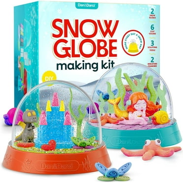 Dan&Darci Snow Globe Making Kit for Kids - Make Your Own Water Globes Kits - Kid Christmas Stocking Stuffers Craft Activities for Age 3 4 5 6 7 8 9 - DIY Art Crafts - Gifts Ideas and Toys for Boys