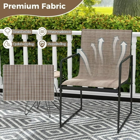 Auranook 2 PCS Outdoor Dining Chairs Patio Furniture Chair w/ Breathable Seat & Backrest