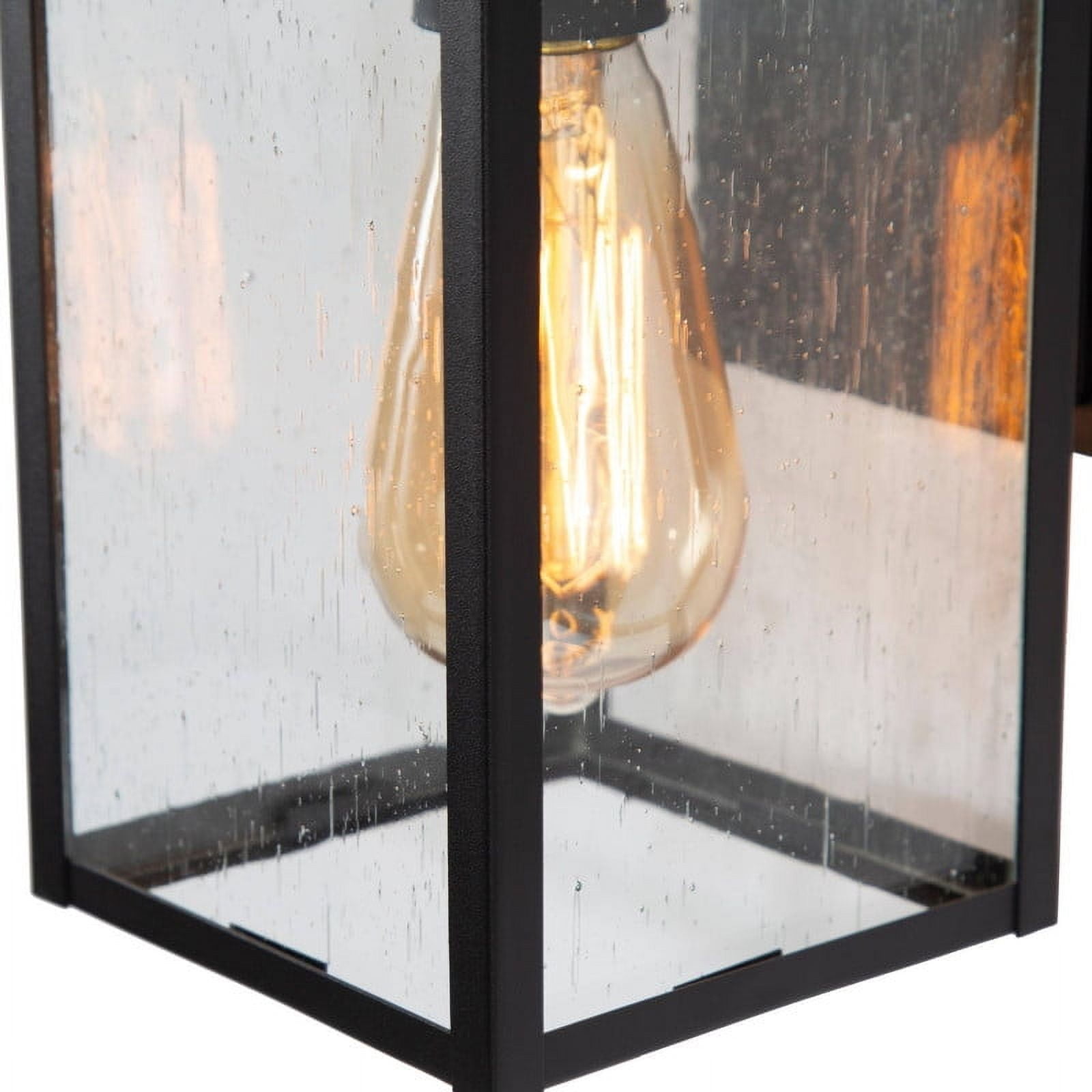 LNC Black Outdoor Wall Lantern withseeded Glass Panels, Modern Rectangularsconce, 10.5" H