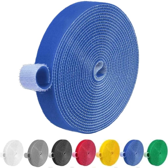 BDKWID-Hook and Loop Tape 32FT Reusable Fastening Tape Cable Ties Double-Sided Hook-and-Loop Cable Management Tie (Blue, 0.8IN)