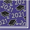 Creative Converting Class Of 2021 Paper Beverage Napkin, Purple (36/Pkg)