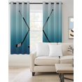 thumbnail image 2 of Blue Ombre Blackout Curtains, Light Blocking Print Window Curtains, Black Hockey Sticks Minimalist Style Thermal Insulated Window Drapes for Living Room Kitchen Cafe 2 Panels, 84"W x 84"L, 2 of 9