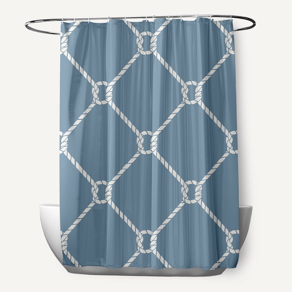 Simply Daisy Ahoy! Dusty Smoke 70" w x 73" h Shower Curtain