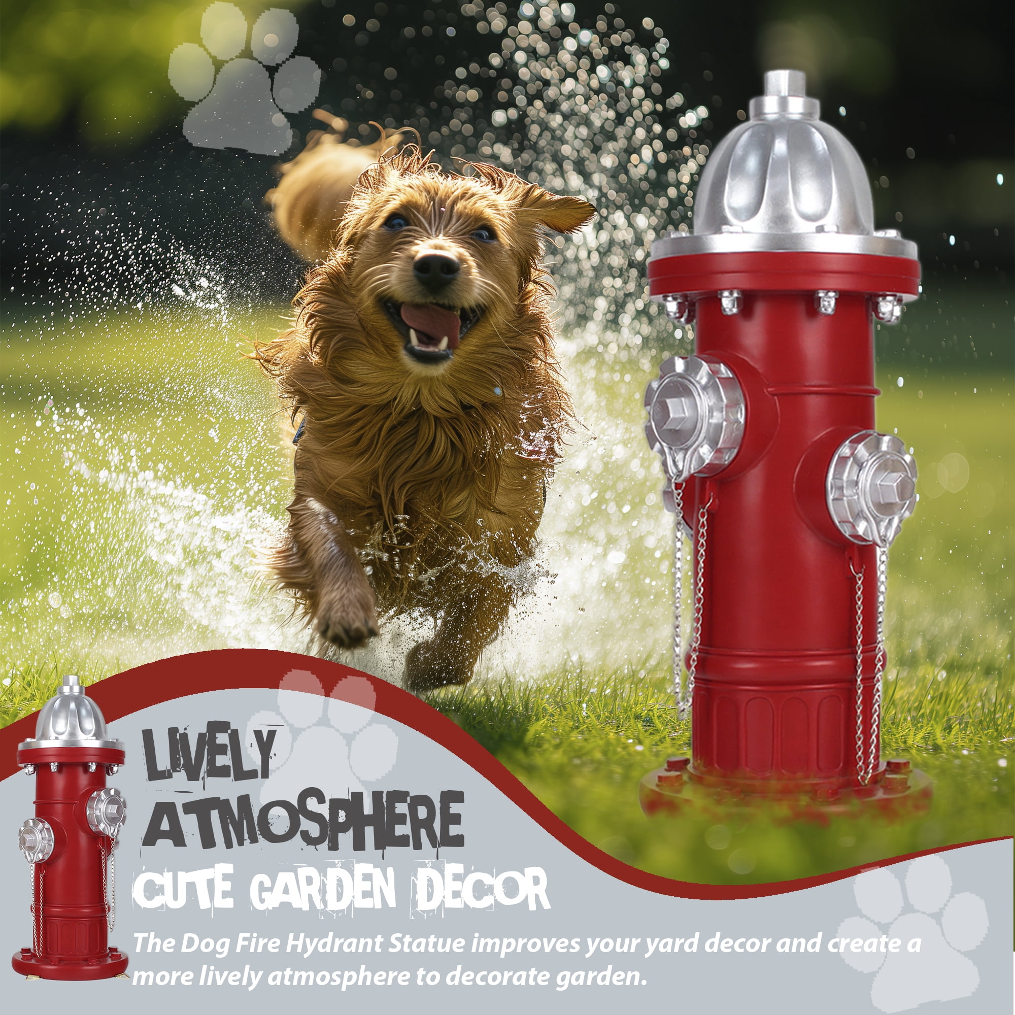 Dog Fire Hydrant Pee Post, Prefdo Puppy Pee Post Training Statue, Indoor Outdoor Fire Hydrant Decor Figurines for Yard Art Garden Lawn, Gift for Fireman (14.5 inch )