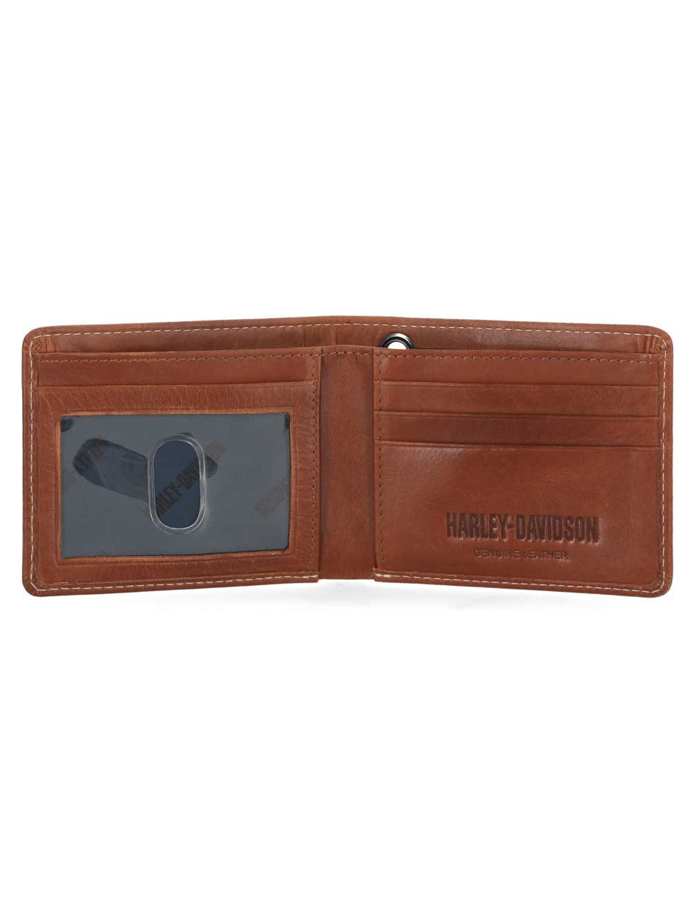 Harley-Davidson Men's Embossed Willie G Skull Bi-Fold Leather Wallet - Brown, Harley Davidson