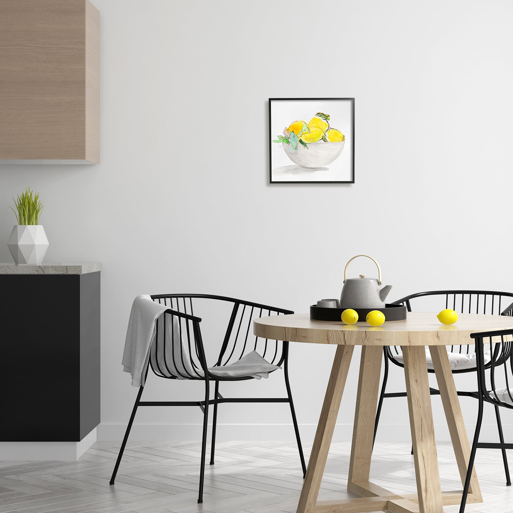 Stupell Industries Lemon Bowl Painting Food & Beverage Painting Black Framed Art Print Wall Art, 12 x 12