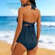 thumbnail image 5 of Conjunto de Bikini de Cintura Alta para Mujeres Tankini de Color Sólido con Cojín de Pecho sin Acero Traje de Baño sin Espalda Y Pantalones de Baño Conjunto Dividido, 5 of 8