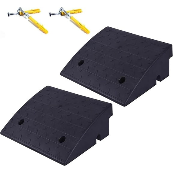 BESEA 2 Pack Rubber Curb Ramp for Driveway, 7'' inch Rise Height Threshold Ramps