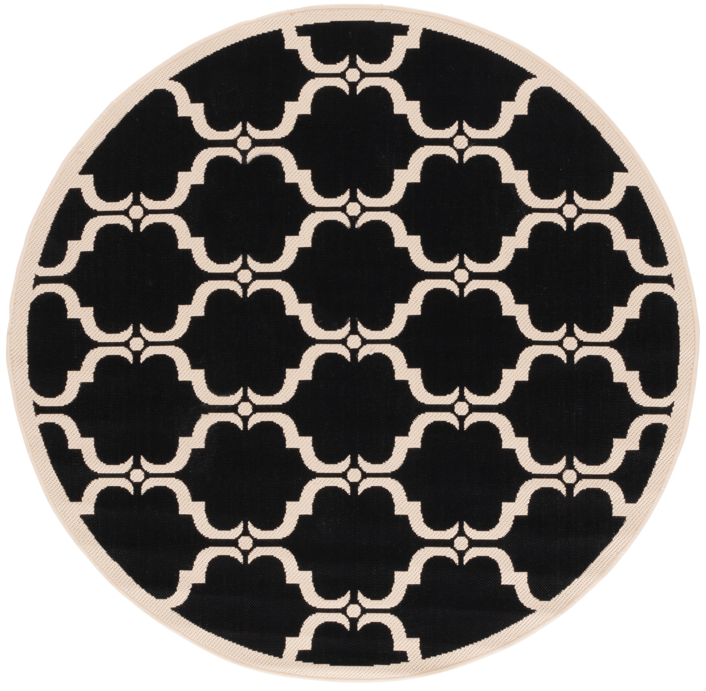 Safavieh Courtyard Estelle Geometric Indoor/Outdoor Area Rug, Black/Beige, 5'3" x 5'3" Round