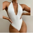 thumbnail image 4 of Bikini de mujer Conjunto sólido Traje de baño Sujetador relleno de una pieza Traje de baño Ropa de playa Fridja  nalpqowj24223, 4 of 7