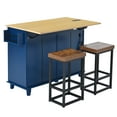 thumbnail image 2 of EUROCO Farmhouse Kitchen Cart Set, Kitchen Island on Wheels with Drop Leaf,2 Stools,Storage Cabinets, 4 Drawers,Towel Rack and Power Outlet, Dining Table Set for 2, Blue, 2 of 10