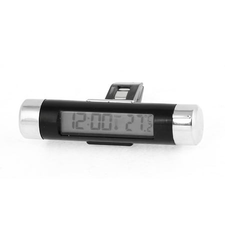 - Unique Bargains 3 Buttons Car LCD Digital Clock Thermometer Black w Double Side Tape Clip