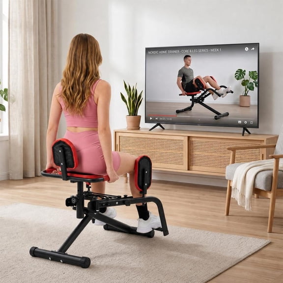 Adjustable Glute & Thigh Machine, Hip Abductor and Adductor Trainer with 6 Tension Levels for Home Gym Butt Workout