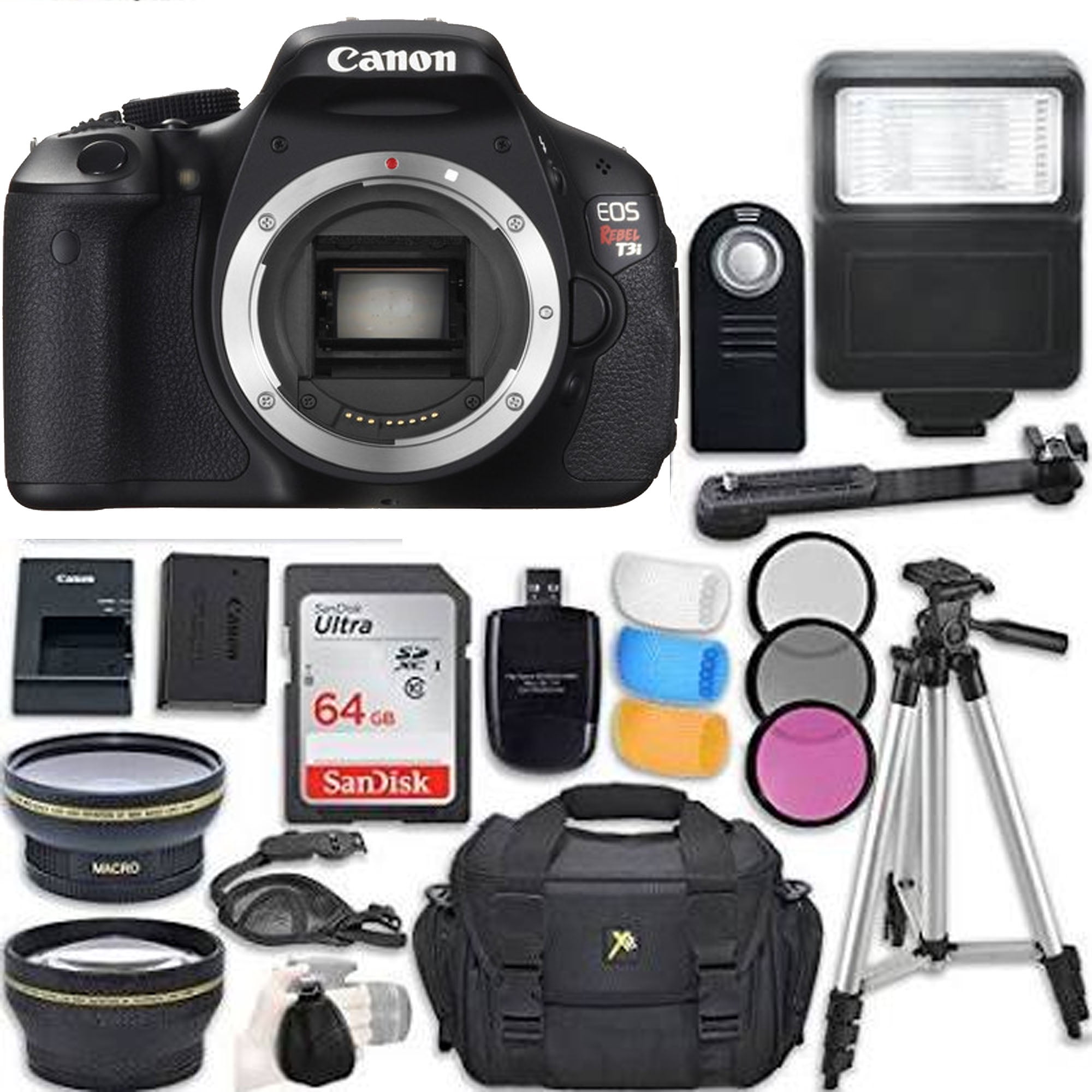 Canon EOS Rebel T3i (Body Only) with Sandisk 64GB Memory Card Starter