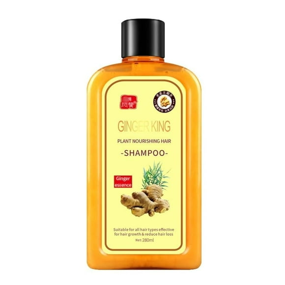 Lomnoeza Champú de jengibre para el crecimiento del cabello Crecimiento instantáneo Cuidado anticaída Anticaída (amarillo 280ML)