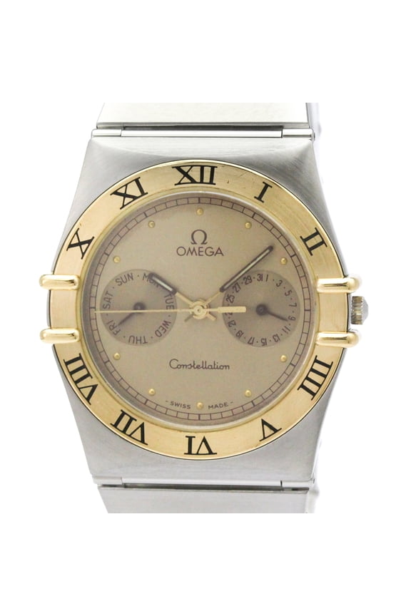 Pre-Owned OMEGA Constellation 18K Gold Steel Quartz Mens Watch 396.1070 Polished