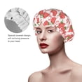 thumbnail image 4 of Kdxio Strawberry Flower Print Shower Cap for Women,Elastic and Reusable,Double Waterproof Layers Bathing Hat, 4 of 9
