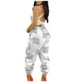 thumbnail image 4 of Puntoco Womens Clearance Jumpsuits Overalls with Suspenders and Printing Casual Jumpsuit White, 4 of 9