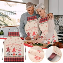 Holloyiver Christmas Kitchen Aprons, Christmas Buffalo Plaid Cooking Aprons Xmas Santa Aprons Xmas Kitchen Decorations for Cooking, BBQ, Gardening, Baking, House Cleaning