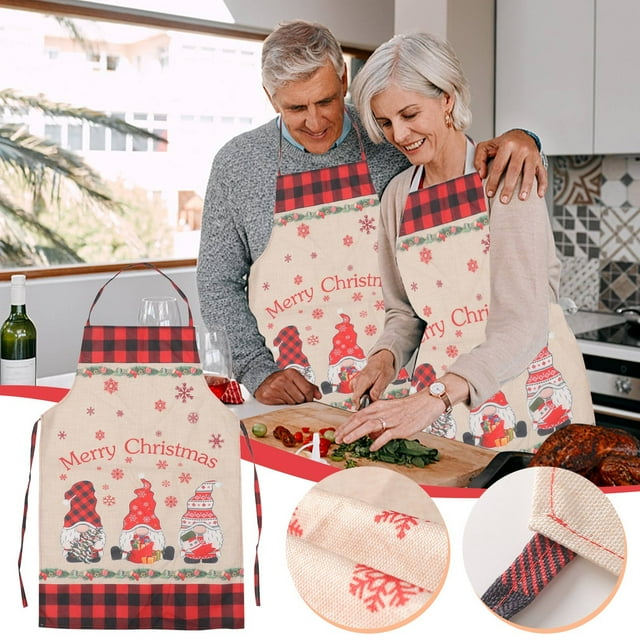 PEONAVET Faceless Doll Christmas Decoration Rudolph Elderly Plaid Apron Kitchen Home Apron