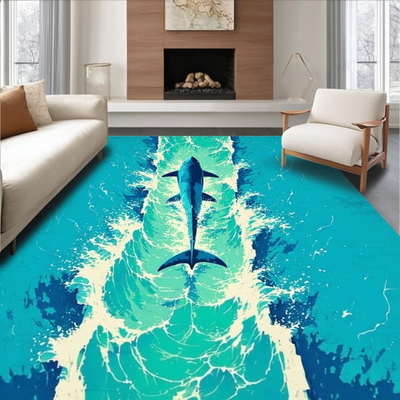 Flatwoven High Traffic Area Rug, Captivating Undersea Optical Illusion, Non Slip, Stain Resistant, Washable Area Rugs for Living Room, Bedroom(Blue, 4X6)