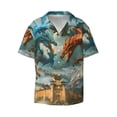 thumbnail image 2 of Lsque Red Blue Dragon Battle Epic print Men's Cuban Collar Short Sleeve Shirt Summer Beachwear Casual Button Down Fashionable Vacation Leisure Shirt-Large, 2 of 7
