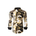 thumbnail image 1 of Mens PREMIERE Long Sleeve Button Down Dress Shirt White Black Gold Leaf Abstract, 1 of 3