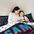 thumbnail image 5 of Homewish Black Gamepads Full Size Comforter Sets 3-Piece for Kids Children Boys,Abstract Gradient Stripes Bedding Comforter Set,Video Game Lightweight Bedding Sets,Super Cozy Room Decor,Reversible, 5 of 8
