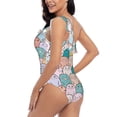 thumbnail image 5 of Yiaed Colorful Cute Pig Print Women One Piece Swimsuits Tummy Control One Shoulder Bathing Suits Pattern Ruffle Swimwear-X-Large, 5 of 8