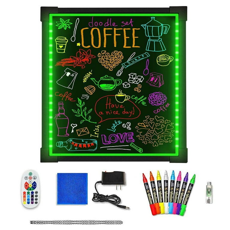 Bentism LED Message Writing Board 16 inchx12 inch Illuminated Erasable Lighted Chalkboard, Size: 16 x 12