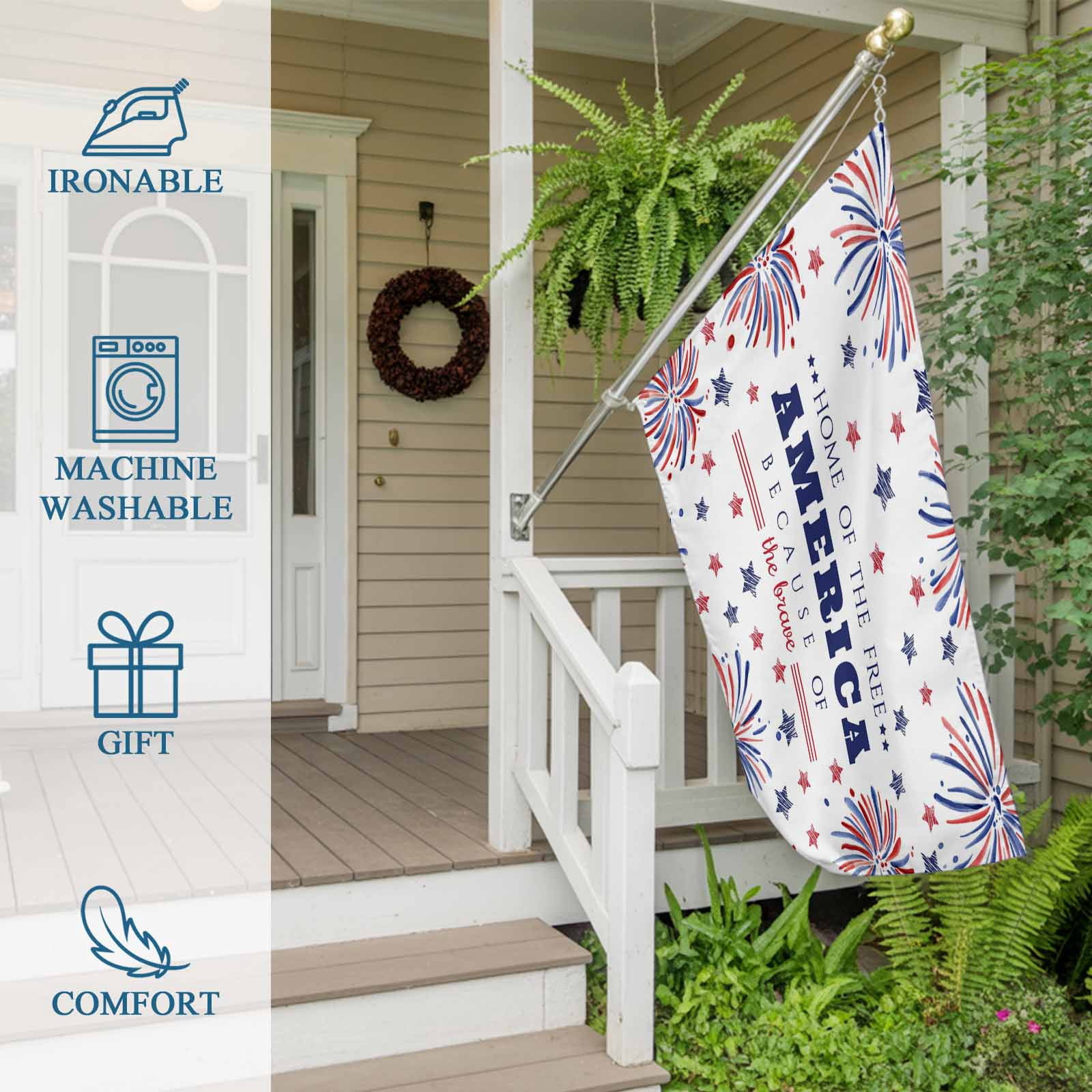4th of July Flags for Outside 3x5 ft Patriotic Stars Fireworks Outdoor Flags Double Sided Grommets House Banner Free USA Flag Patio Yard Flag for Outdoor Party Porch Independence Day Decor