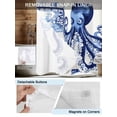 thumbnail image 5 of No Hook Shower Curtain with Snap-in Liner, Navy Blue Octopus Coastal Waterproof Fabric Bathroom Curtains, Nautical Summer Beach Ocean Bath Curtains & Mesh Top Window Stand Up Stall 54"x78", 5 of 9