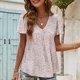thumbnail image 2 of Blusas para Mujeres Casual, Impresión Floral Sólida de Gran Tamaño, Cuello de Manga Corta Blusa Superior, 2 of 8